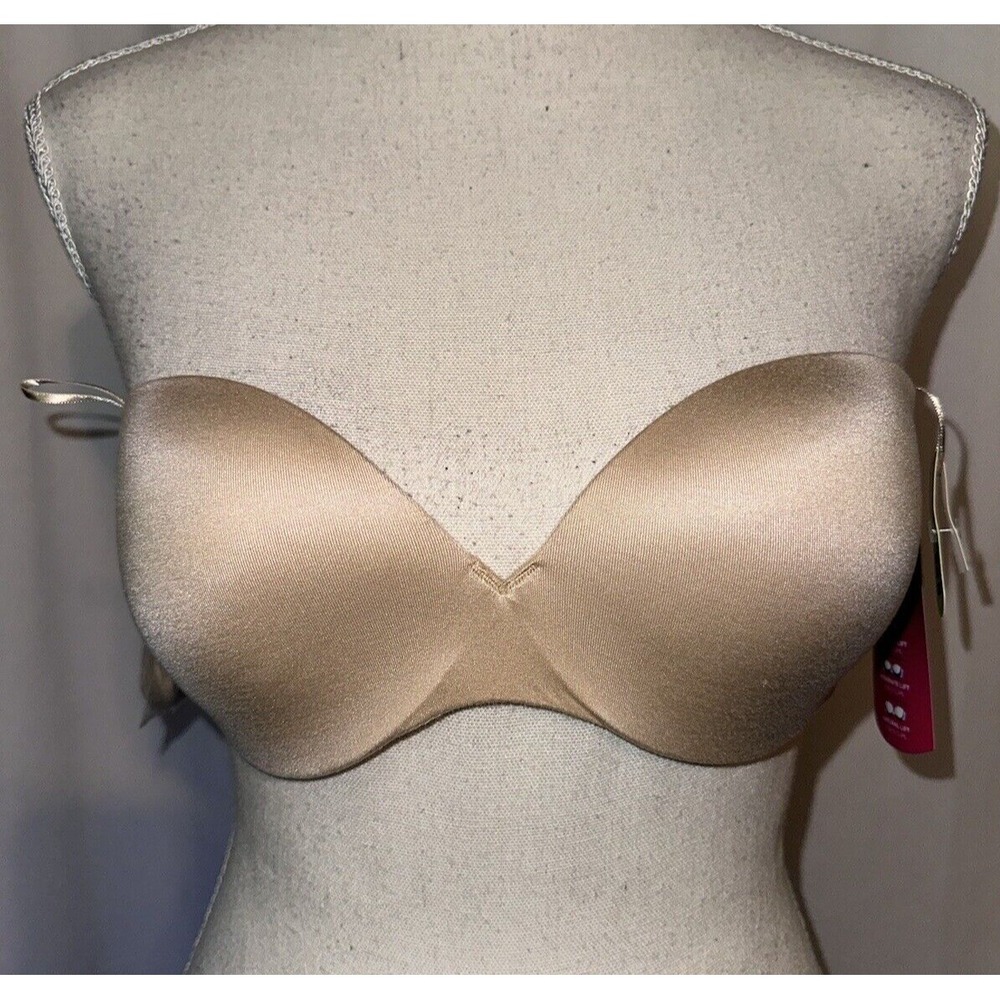 New Maidenform Bra 34B Comfort Devotion Strapless Enhanced Lift Beige‎ Underwire